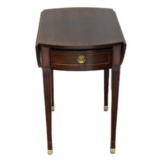 1960s Baker Furniture, Mahogany Drop Leaf Pembroke Accent Table For Sale
