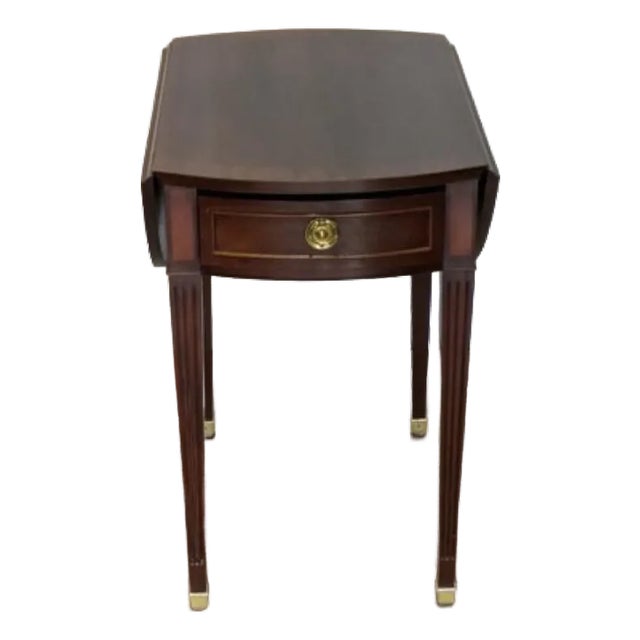 1960s Baker Furniture, Mahogany Drop Leaf Pembroke Accent Table For Sale