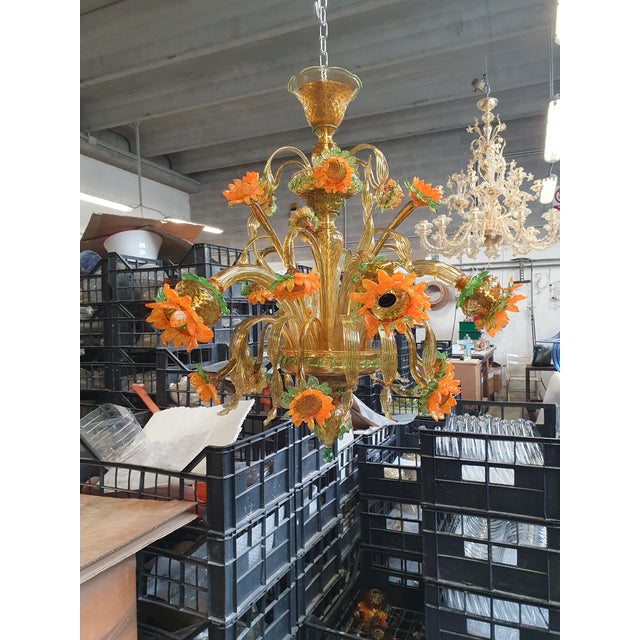 Contemporary Venetian Sunflowers Murano Glass Chandelier For Sale - Image 11 of 12