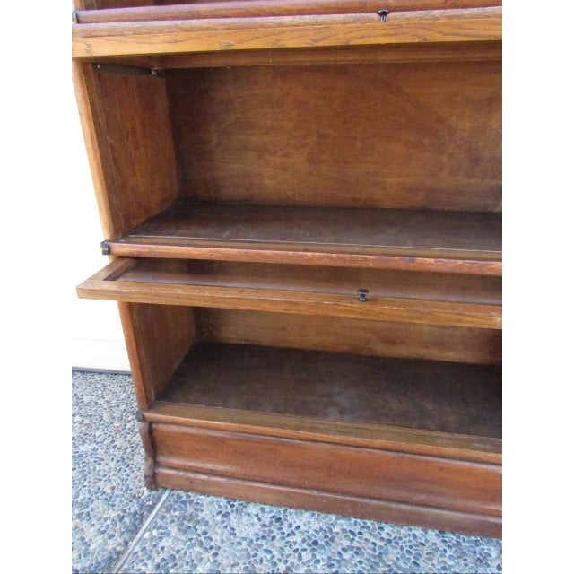 Antique English Oak Stacking Lawyers Bookcase For Sale - Image 11 of 18