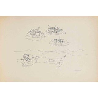 Mino Maccari, Dreaming in the Desert, 1950s, Ink For Sale