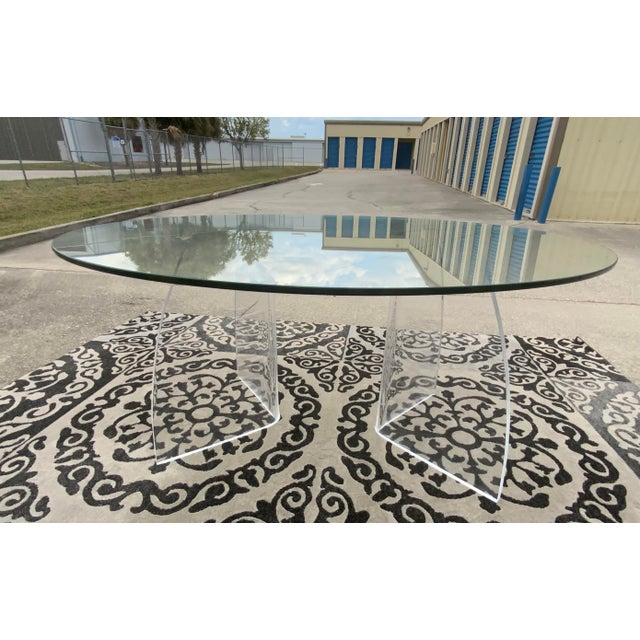 Lucite Glass Top Dining Table For Sale In West Palm - Image 6 of 11