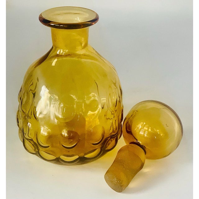 1970s Rare Vintage Blenko Joel Myers Designed Petite Glass Decanter With Stopper in Wheat, Circa 1971, Style 715 For Sale - Image 5 of 11
