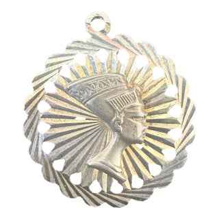 1960s 925 Sterling Silver Nefertiti Pendant Made in Italy For Sale
