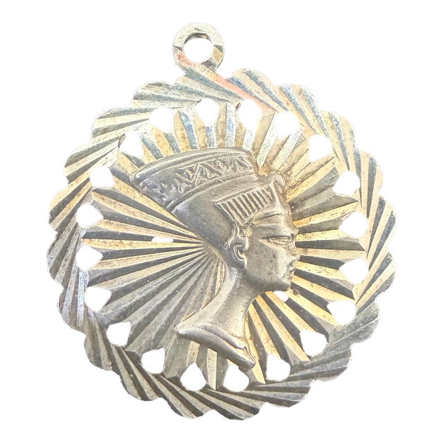 1960s 925 Sterling Silver Nefertiti Pendant Made in Italy For Sale