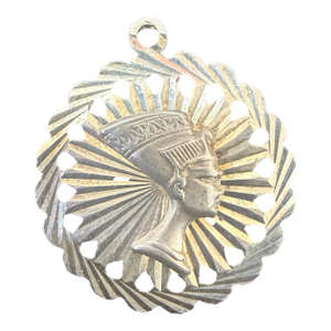 1960s 925 Sterling Silver Nefertiti Pendant Made in Italy