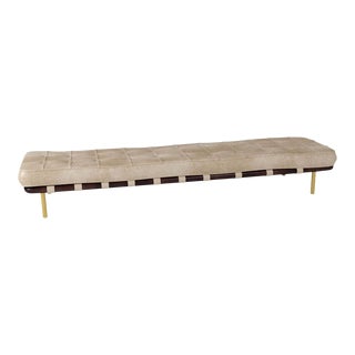 Regina Andrew Tufted Leather Gallery Bench, Cappuccino For Sale