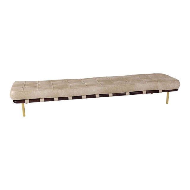Regina Andrew Tufted Leather Gallery Bench, Cappuccino For Sale