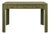 Matthew Izzo Home Theo Three Drawer Olive Green Lacquer Desk With Brass Beetle Knobs For Sale