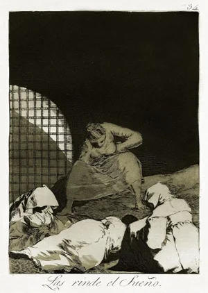 Las Rinde el Sueño - Origina Etching by Francisco Goya - 1868 1868