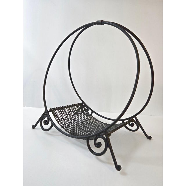 Charcoal Vintage Log Holder in Metal and Perforated Black Metal, 1950s For Sale - Image 8 of 12