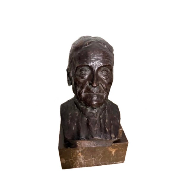 1900s Jose Cardona Signed Bonze Sculpture on a Marble Base of a Elderly Woman For Sale - Image 10 of 10