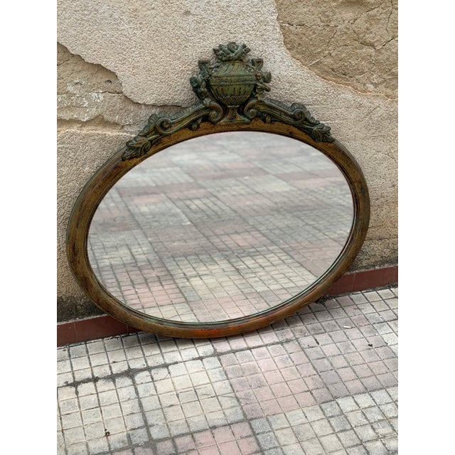 1940s Large Vintage Oval Wall Mirror, 1940 For Sale - Image 5 of 5