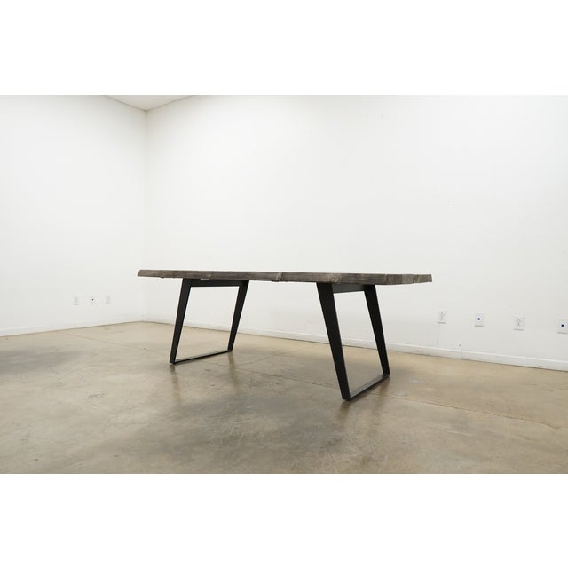 Modern Crate & Barrel Yukon Weathered Grey Live Edge Solid Wood Dining Table For Sale - Image 3 of 11