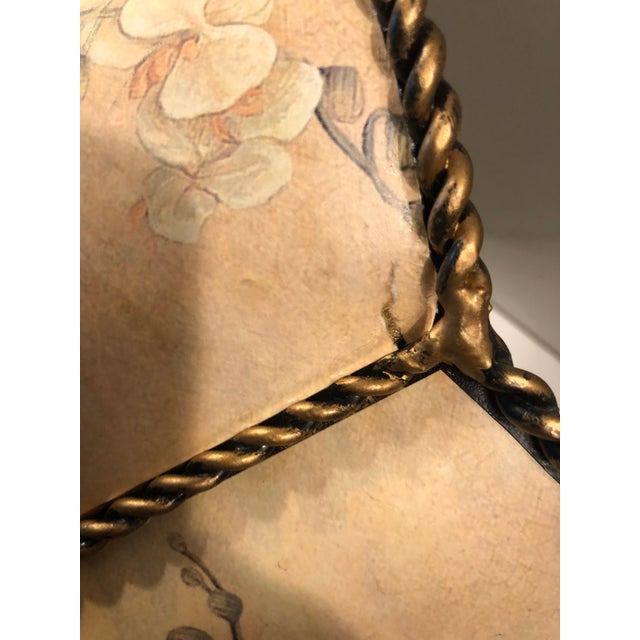 Vintage Tole Orchid Wastebasket With Scalloped Edge For Sale - Image 10 of 10