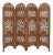 Detailed Carved Teak 4-Panel Room Divider Screen For Sale