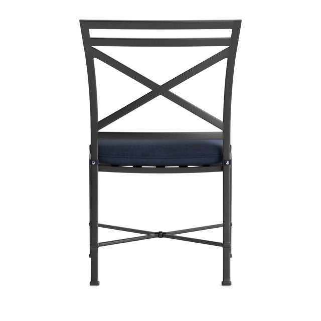 Brown Jordan Brown Jordan Venetian Side Chair, Textured Pewter frame with Fusion Neptune fabric For Sale - Image 4 of 11