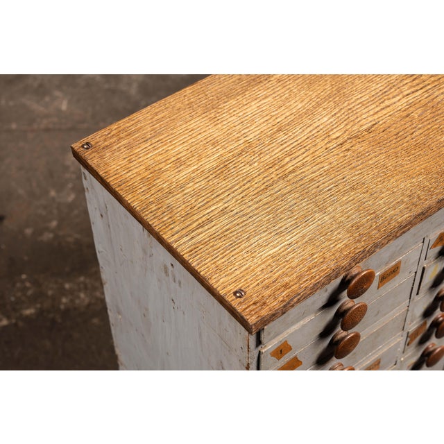 Metal Antique 45-Drawer Industrial Hardware Cabinet on Cast Iron Legs For Sale - Image 7 of 16