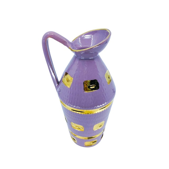1950s Lavender & Gold Ceramic Pitcher, Made in Italy For Sale In New York - Image 6 of 8