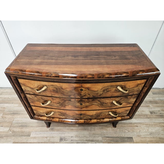 Vintage Art Deco Chest of Drawers in Walnut Burl with Three Drawers, 1940 For Sale - Image 4 of 18
