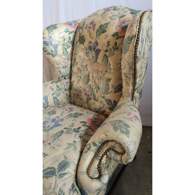 Sherrill Furniture 1980s Sherrill Designer Wing Chair Ottoman For Sale - Image 4 of 9