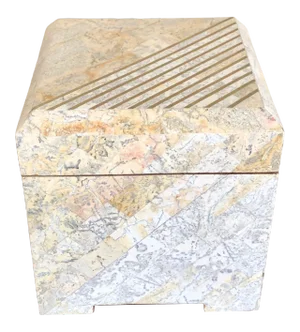 1980s Maitland Smith Tessellated Stone Brass Box