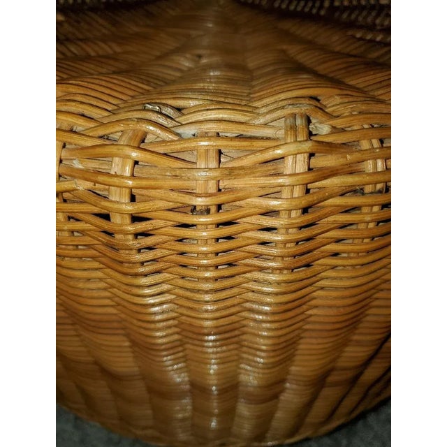 Round Rattan Ottoman, Vintage For Sale In Miami - Image 6 of 11
