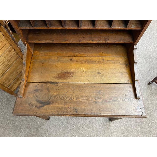 Antique Primative Wooden Postal Mail Sorting Desk Cabinet, 32 Cubbies, Deep Drawer For Sale In New York - Image 6 of 12