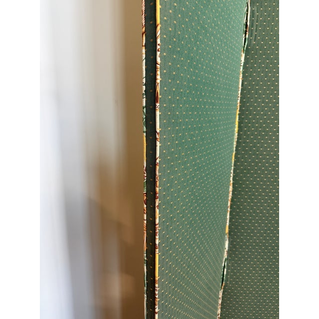 Yellow Monumental Chinoiserie Decorated Four-Panel Upholstered Floor Screen (2 Avail) For Sale - Image 8 of 8