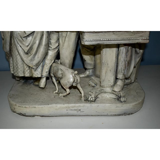 Mid 19th Century John Rogers Plaster Statue Sculpture Antique Coming to the Parson Patented 1870 For Sale - Image 5 of 12