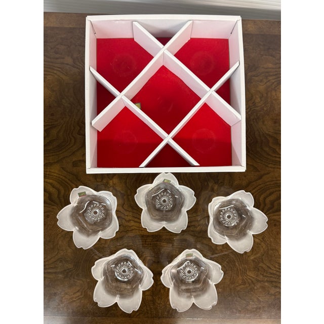 Hoya, Japan Crystal Frosted Dessert Cups in Box, Set of Five For Sale - Image 9 of 12