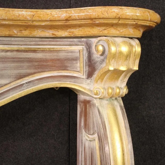 Scenic Italian Painted and Gilded Wooden Fireplace, 1980 For Sale - Image 10 of 13