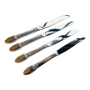 1930's Vintage Floral Rogers Silver Plated "First Love"Pattern Dinner Knives- Set of 4