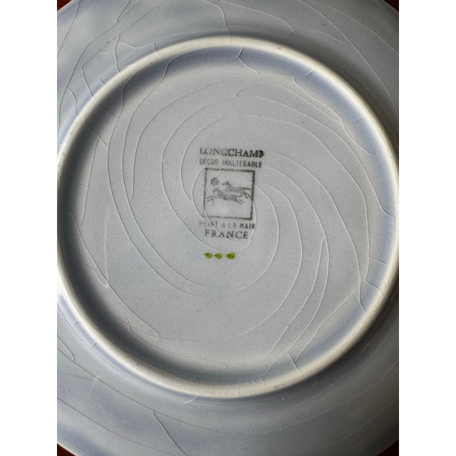Late 20th Century Set of 4 Longchamp France Hand-Painted Floral Bread Plates, French Faience, Peint À La Main For Sale - Image 5 of 9