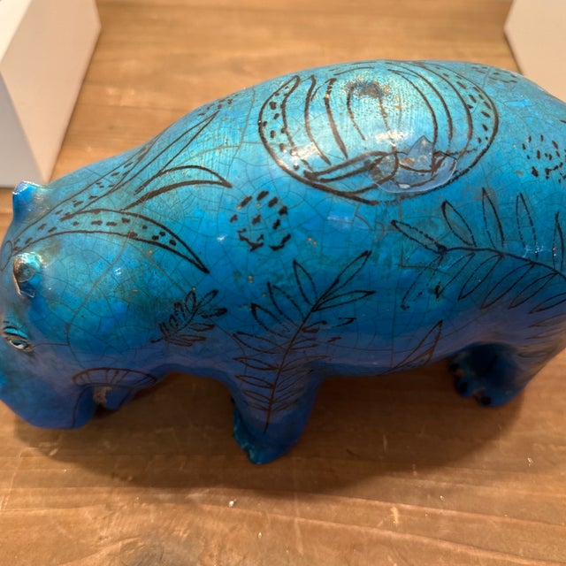 Egyptian Renaisance Style Ceramic Hippopotamus Sculpture Made in Italy For Sale - Image 9 of 10