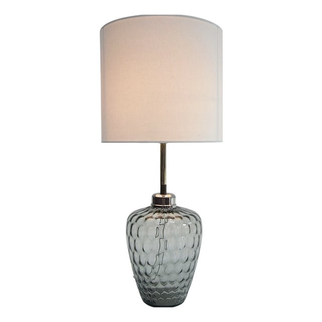 Romana Table Lamp in Smoked Glass and Cotton, 1970s For Sale