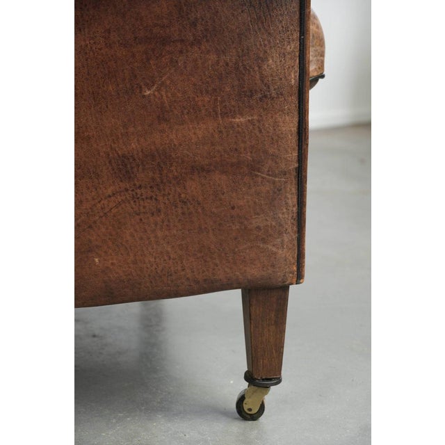 Vintage Sheepskin Club Chair in Leather For Sale - Image 15 of 16