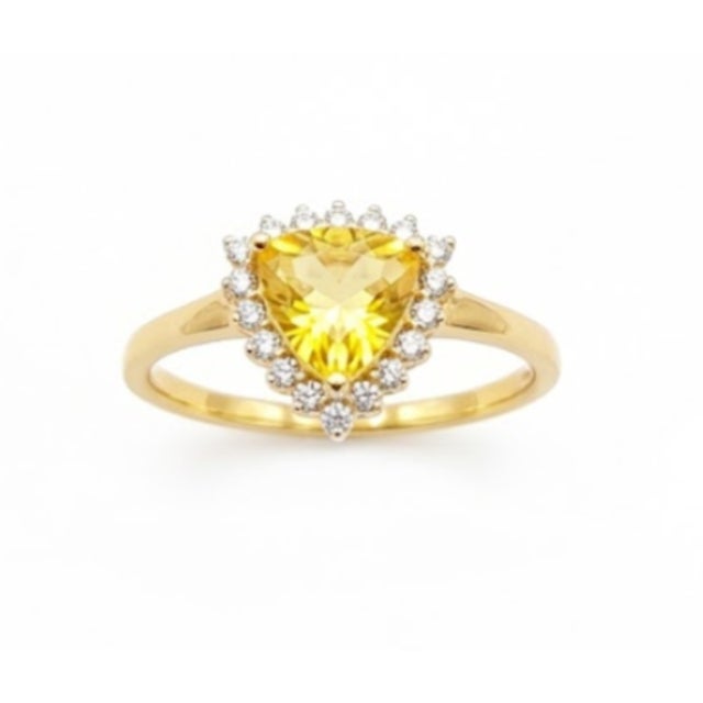 Modern Natural Yellow Sapphire 0.75cts & Diamond 0.15cts Ring in 18k Gold For Sale - Image 3 of 6