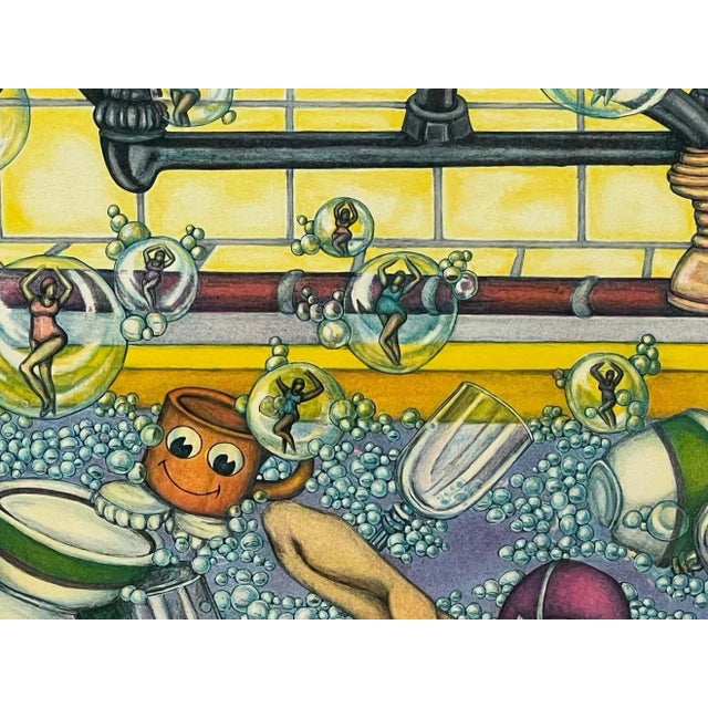 1980s Bubble Bath Lithograph by Florence Duryer For Sale - Image 5 of 10