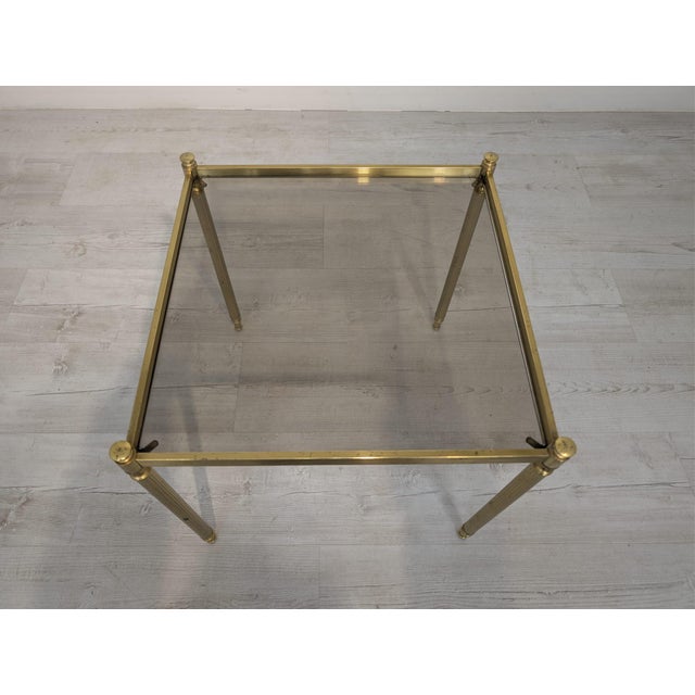 Vintage Coffee Table in Brass and Smoked Glass, 1975 For Sale - Image 4 of 11