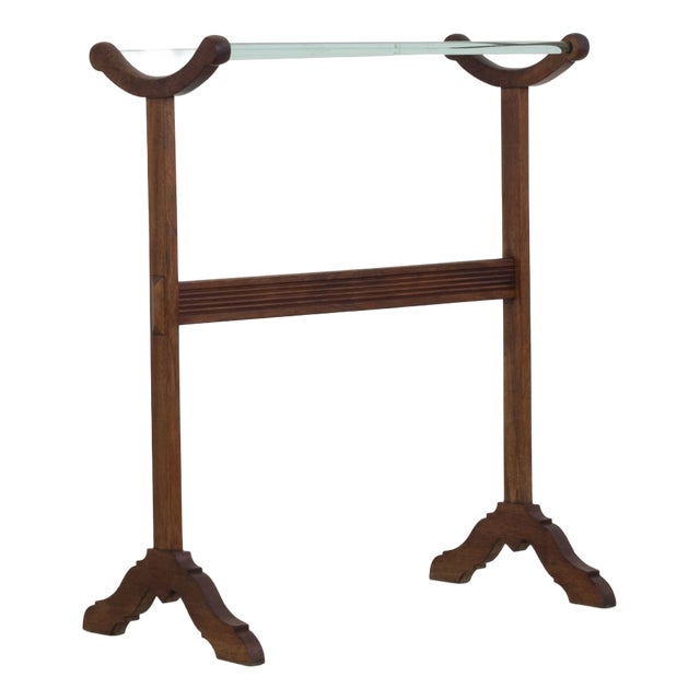 Freestanding Towel Rack in Wood with Glass Rods, 1920s For Sale