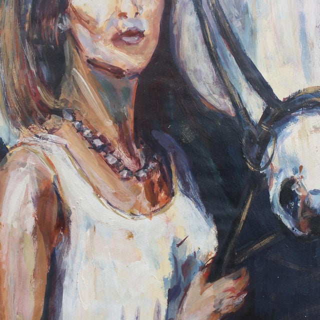 1980s French School Artist, Portrait of a Woman and Her Horse, 1980s, Oil on Board, Framed For Sale - Image 5 of 18