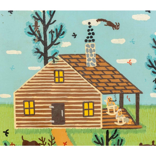 Roy Finster (American, 1941-2021), "Cabin by the Stream", Mixed Media on Wood Panel, 5 April 1993, titled and signed lower...