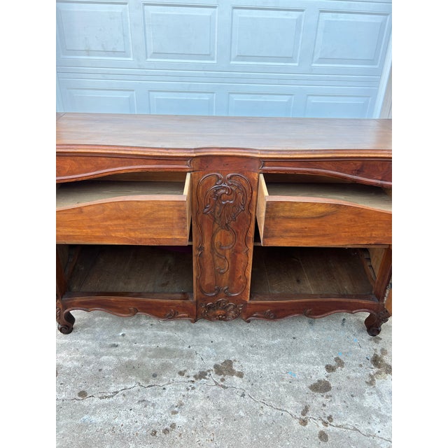 French 19th Century Louis XV Provincial Solid Walnut Two Door Buffet For Sale - Image 9 of 12