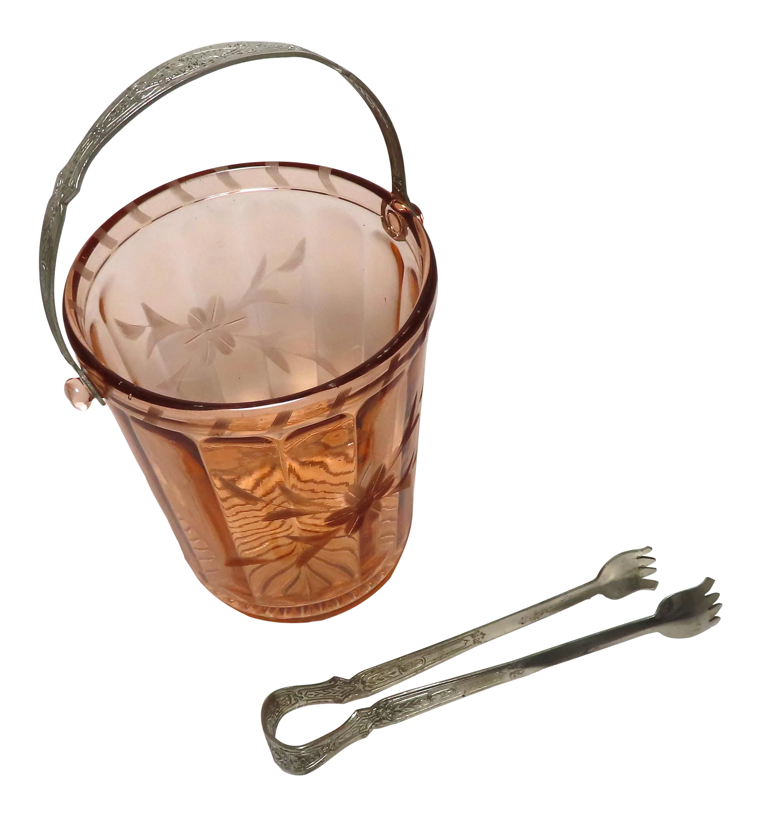 glass ice bucket with tongs