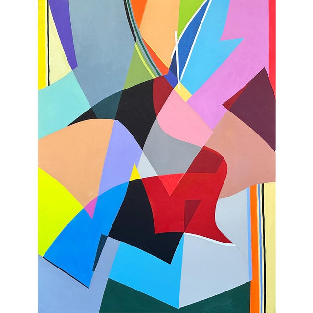 A 1960s abstract acrylic on canvas painting by the American artist Halim Scott (1925-1997). Painted during the late 1960s...