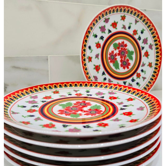 Hollywood Regency Vintage Heinrich & Co. “Gypsy” Floral Porcelain Dessert Plates, Set of 6, Germany For Sale - Image 3 of 8