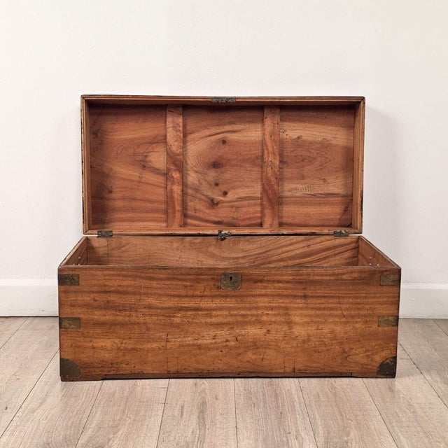 Brown Chinese Camphor Brass Mounted Campaign Trunk, Circa 1890 For Sale - Image 8 of 10