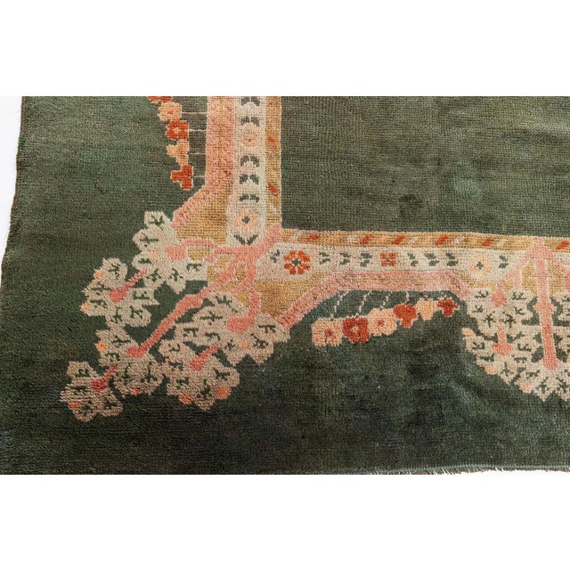 Early 20th Century Doris Leslie Blau Antique Arts and Crafts Donegal Green Rug For Sale - Image 5 of 8