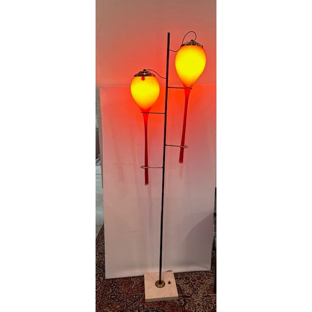Floor Lamp with Red Lampshades from Stilnovo, 1950s For Sale - Image 15 of 17